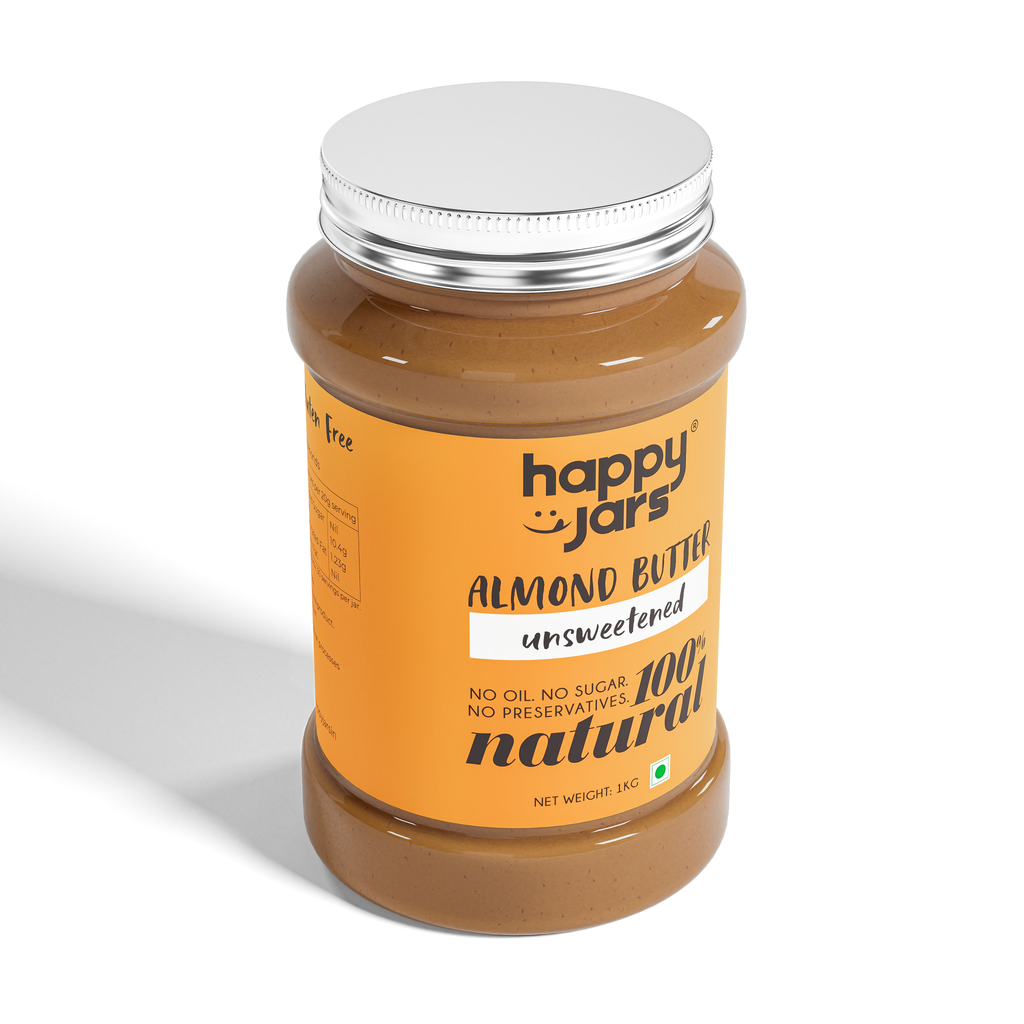 100% Natural Happy Jars Protein Rich Unsweetened Almond Butter 