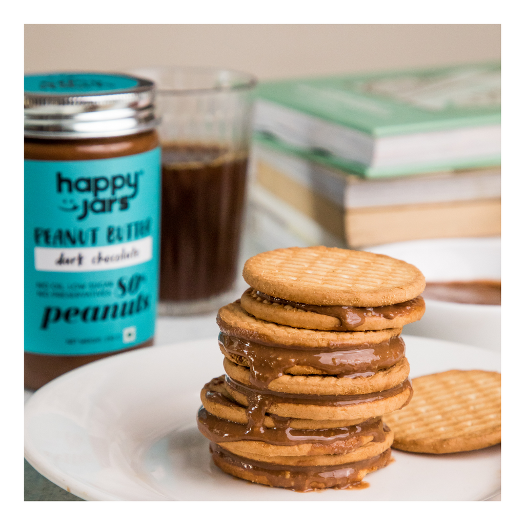 Eat high protein chocolate peanut butter with biscuits for healthy snack