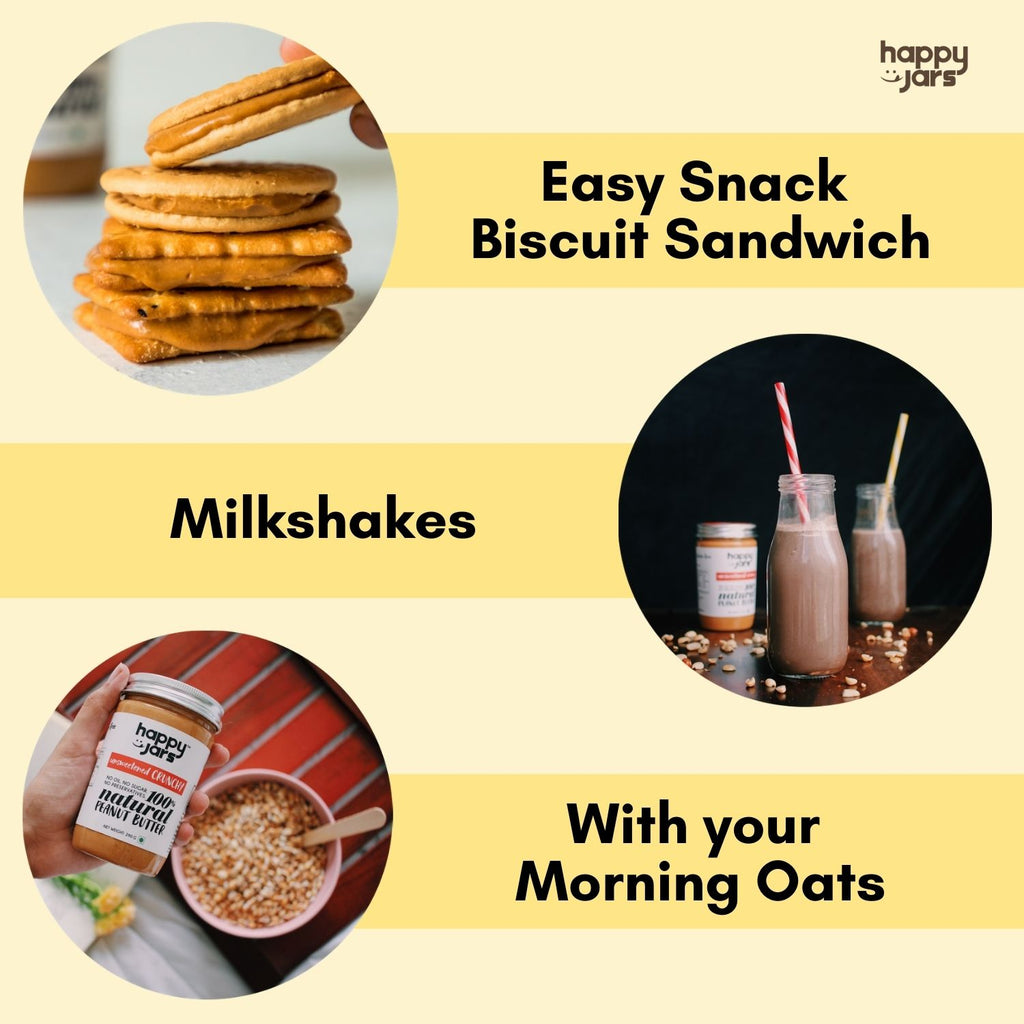 Unsweetened Crunchy Peanut Butter - Biscuit Sandwitch, Milkshakes & with morning oats