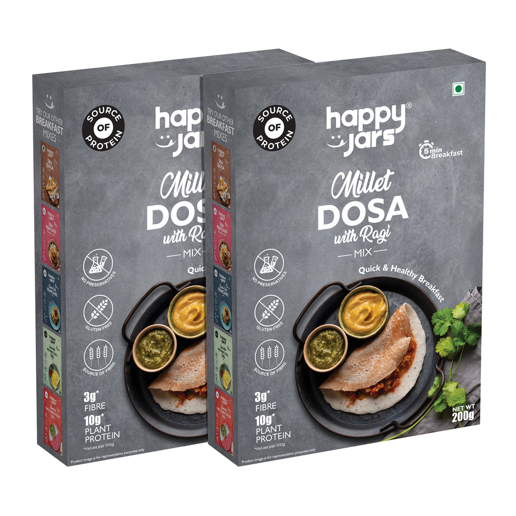 Image showing two pack saver combo of happy jars millet dosa mix with ragi