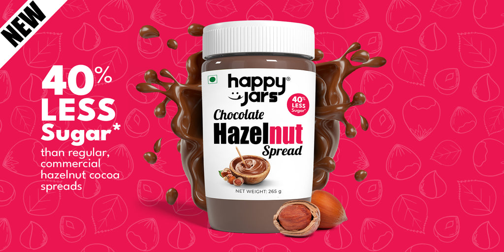 New low sugar hazelnut chocolate spread by Happy Jars is better than Nutella and has the taste of fresh hazelnuts