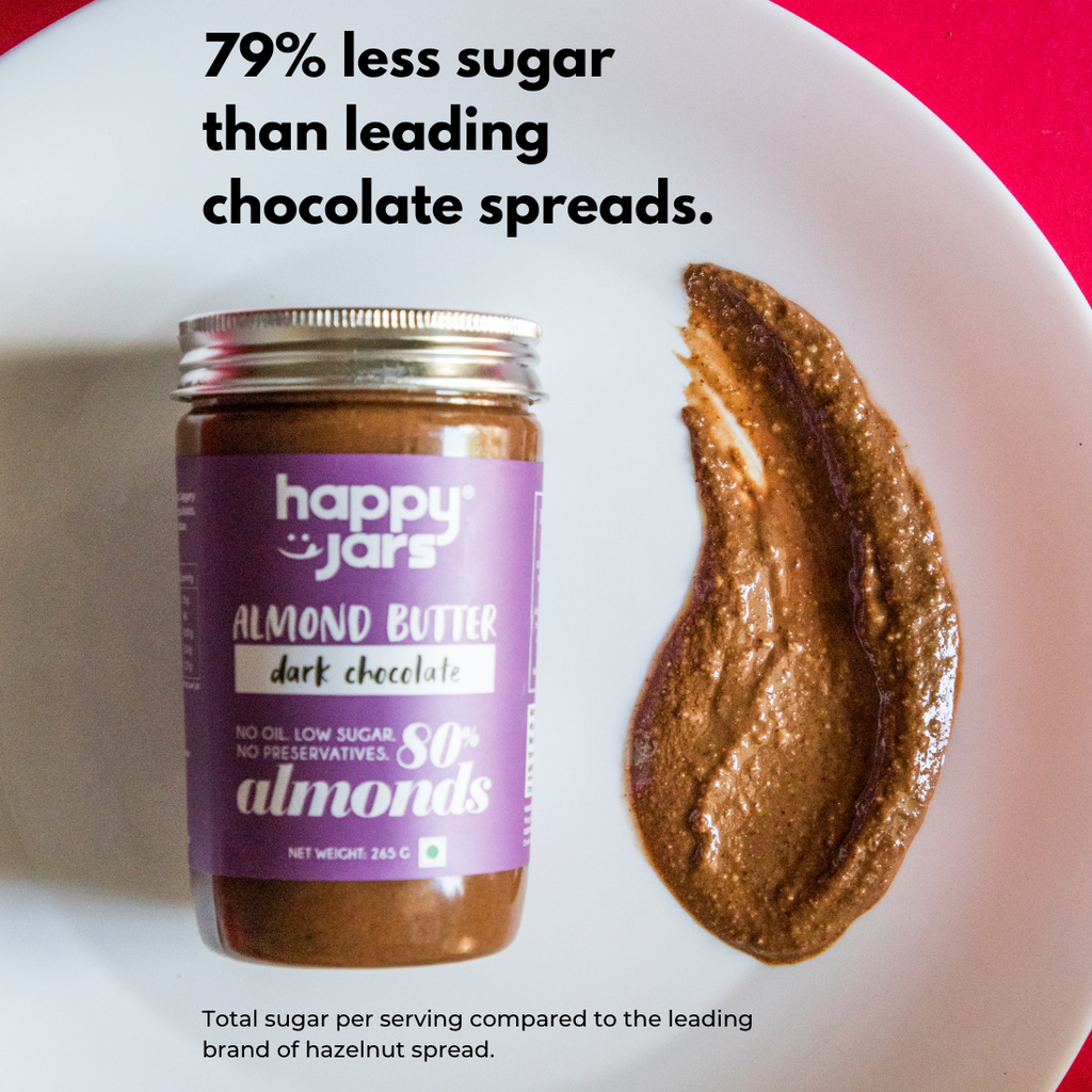 79% less sugar than leading chocolate spreads like nutella and hersheys