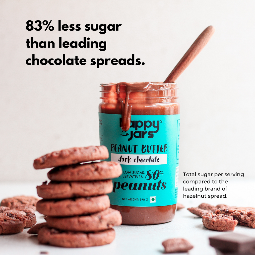 74% less sugar than leading chocolate spreads like nutella and hersheys