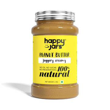 100% Natural Happy Jars High Protein Peanut Butter Jaggery Creamy 1kg jar