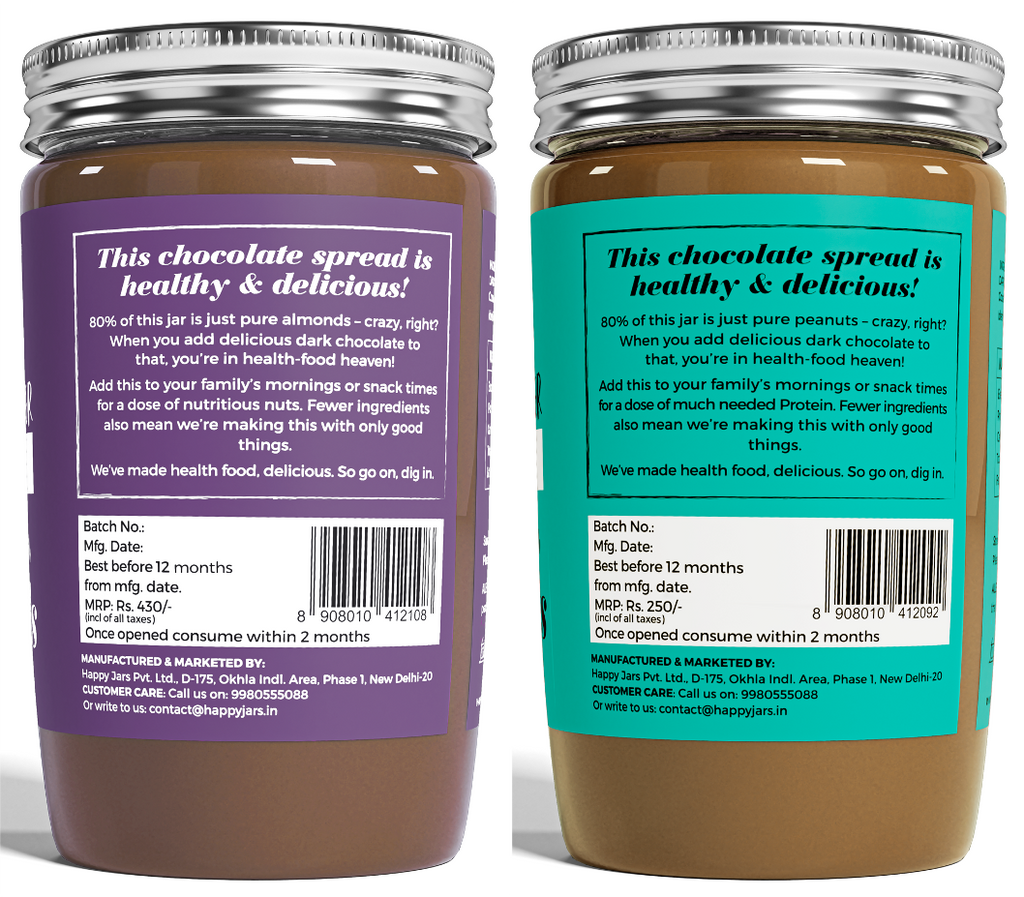 HappyJars Peanut & Almond Butter Chocolate spread is healthy and delicious