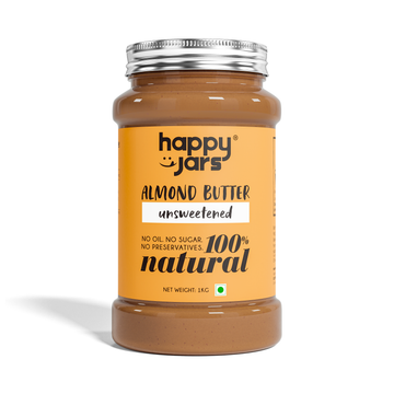Happy Jars High Protein Unsweetened Almond Butter 1kg jar