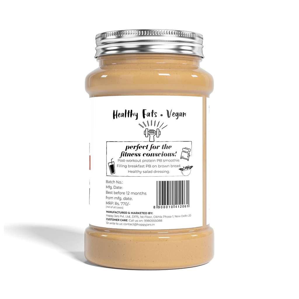 Healthy Fats, Vegan, Protein Rich - Perfect for the Fitness Conscious - Unsweetened Creamy Peanut Butter 1kg jar